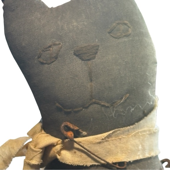 Primitive Orange pumpkin Black cat Halloween decor centerpiece Fall - Picture 4 of 5